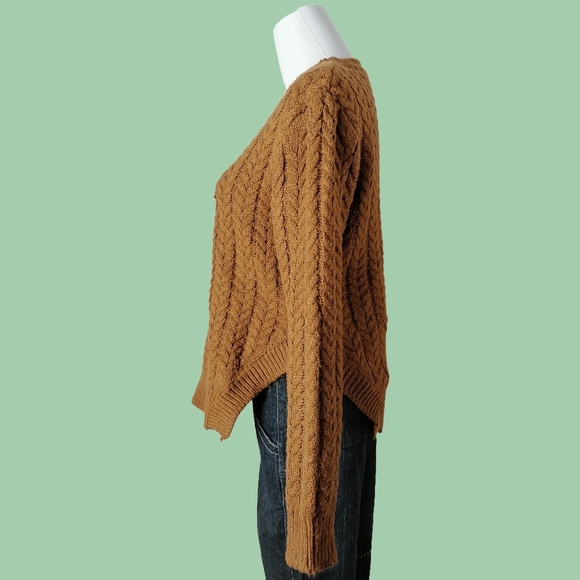 brown crew neck long sleeve knitted top - Picture 5 of 6